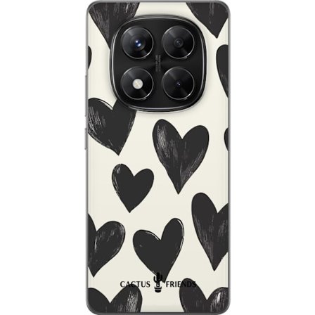 Kompatibelt Mobildeksel til Xiaomi Xiaomi Redmi Note 14 Pro Cactus and Friends - Bold Black Love Pattern