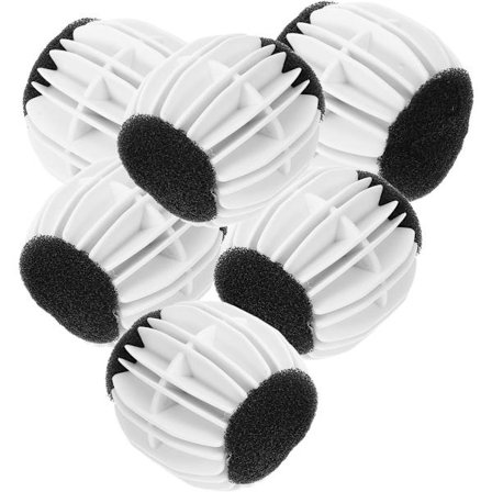 Pakke med 6 anti-floke vaskeballer som samler lo og hår fra klær, er rengjøringsvennlige og gjenbrukbare, og passer for tørketromler og vaskemaskiner