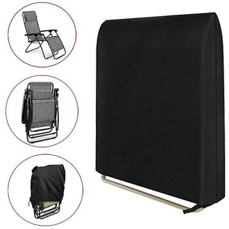 Foldbar Solstol Cover - Foldbar Solstol Cover, Vandtæt Foldbar Solstol Cover, (Størrelse: 71 Cm Lx34 Cm Bx110 Cm H Sort)