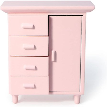 Nukkekoti Yölamput Miniatyyri Puinen Yöpöytä Kaluste Kaappi Mini-talolle Sivupöytä Tarvikkeet Olohuoneen Näkymä (vaaleanpunainen)