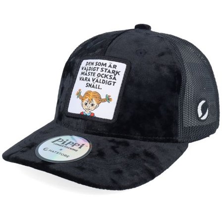 Pippi Långstrump - Svart trucker Keps - Kids Stark & Snäll Black Velvet Trucker @ Hatstore