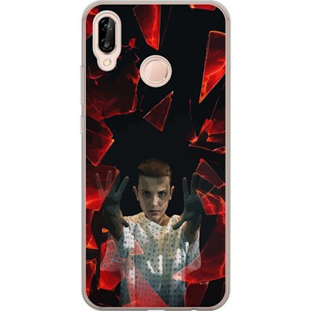 Yhteensopiva Puhelinkuori Huawei P20 lite Yliluonnollinen tyttö, jolla on telekineettisiä voimia ja leijailevia punaisia lasipaloja dramaattisessa k