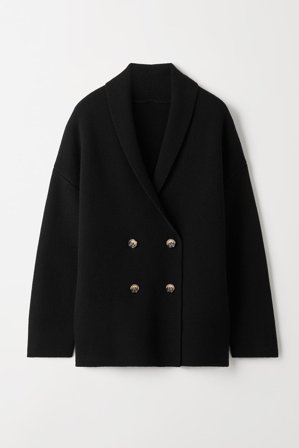 Soft Goat - Double Breasted Cardigan - M - Black