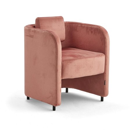 Lænestol COMFY, med ben, velour, laksefarvet