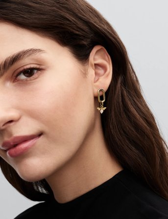 Pandora Bee 14K Gold-Plated Mini Dangle With White Bioresin Man-Made Mother Of Pearl - Gold - ONE SIZE