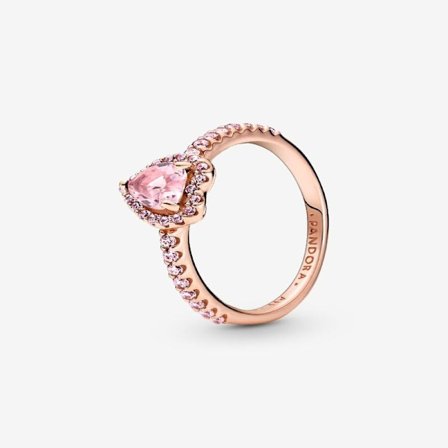 Pandora - Sparkling Elevated Heart Ring - 14k roségullforgylling
