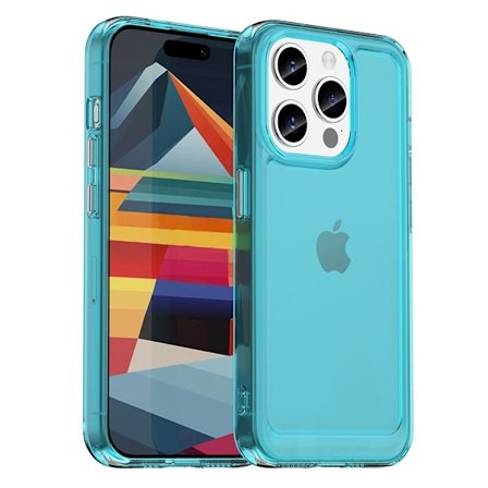 SKALO iPhone 15 Pro Läpinäkyvä TPU Metal Buttons Suojakuori - Turkoosi