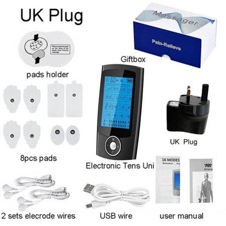 Dual Channel Tens Maskin Smärtlindring Helkroppsmassageapparat Akupunktur Muskelstimulator med 24 Lägen~02481