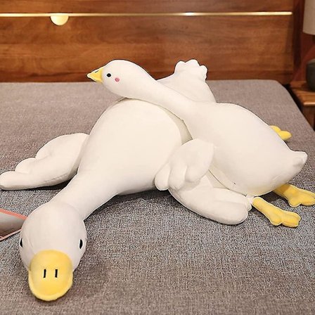 Valkoinen hanhi pehmolelu - Pehmolelupehmeä söpö ulkonäkö iso valkoinen hanhi täytetty nukke