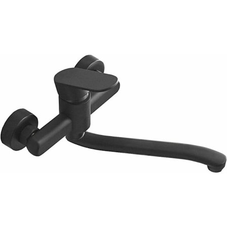 Köksblandare med enkelspak, väggmonterad, högkvalitativ mässingskropp, svart projektion 200mm (G1/2)