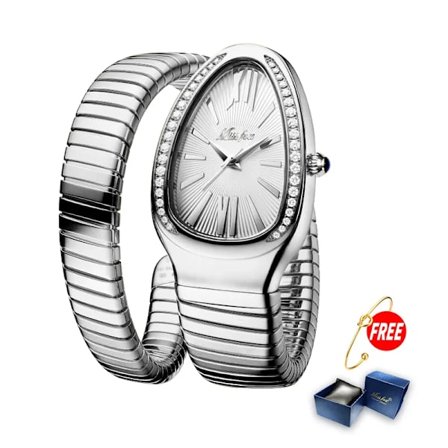 MISSFOX Dameklokker Slangeform Luksus Armbåndsur For Kvinner Stål Unik Gull Kvarts Dameklokke Klokke Relogio Feminino