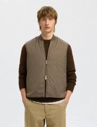 Selected Slhthomas Gilet Noos - Khaki green - S