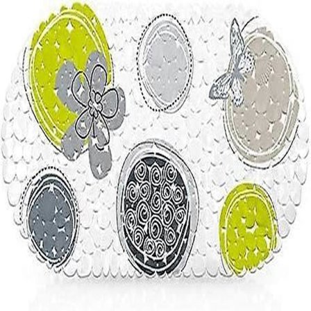 Plastmåtte til badeværelse med skridsikre sugekopper, trykte dørmåtter, sikkerhedsmåtter til badekar, grøn cirkel