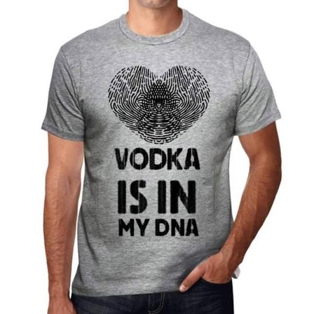 T-shirt herr Vodka Is In My Dna – Vodka Is In My Dna – Vintage grå T-shirt