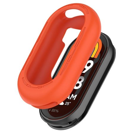 Xiaomi Mi Band 9 / 9 NFC Silikone Urkasse Anti-kollisionsbeskyttelse Ramme - Orange Rød Orange