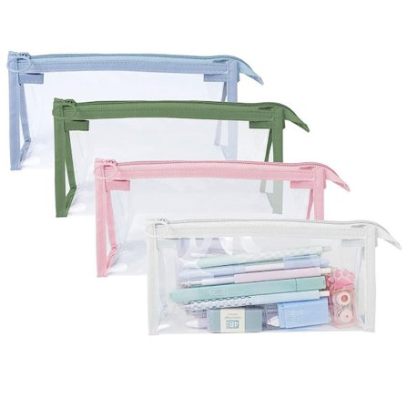 4 stk. blyant gennemsigtig etui, multifunktionel organizer taske transparent rejse