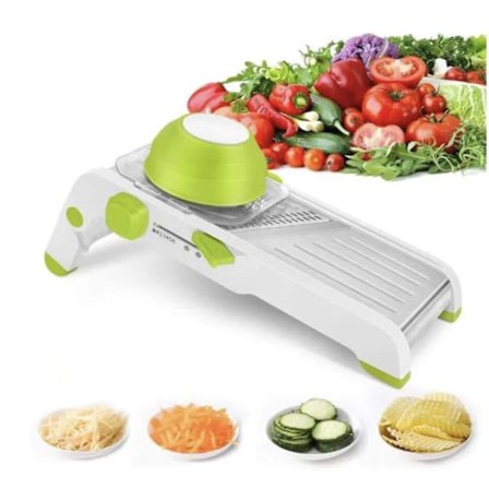 Professionel rustfri stålmandolin, 18-i-1 multifunktionel mandolin grøntsags- og frugtkøkkenmandolin manuel skærer