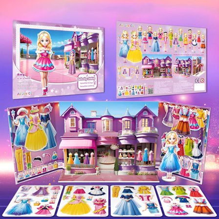 Magneettinen prinsessapuku paperinuket, magneettinen pukeutumisleikki, leikki- ja matkalelu tyttöjen asut, kaunis prinsessaleikki