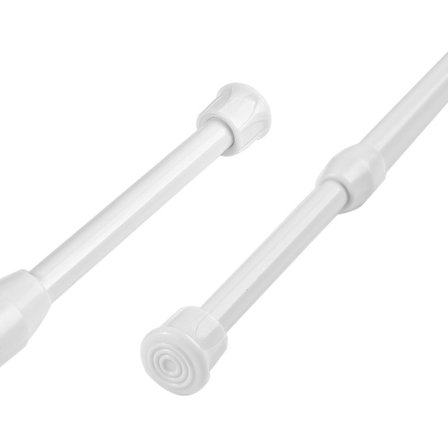 Utdragbar aluminium spännstång för gardiner och duschdraperier, 55-90 cm lång, 1,3 cm diameter, vit