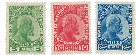 Liechtenstein 1912 - MICHEL 1x-3x - Ubrugt