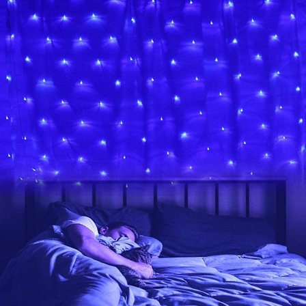 Led-lys dekorative lysnett for hagedekorasjon (blå)