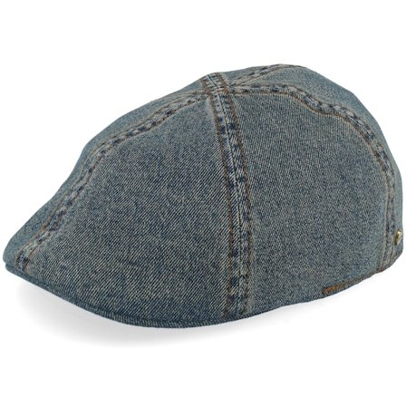 Stetson - Negro flatcap Gorra - Texas Denim Used Denim Flat Cap @ Hatstore
