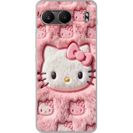 Kompatibelt Mobildeksel til OnePlus Nord 4 Hello Kitty rosa fluffy bakgrunn med ikoniskt ansikt og kawaii-estetikk