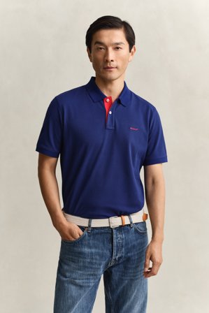 GANT Herren Kontrast Piqué Poloshirt (M) Marineblau