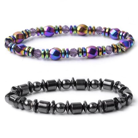 2 st Magnetiska Armband, Unisex Snygg Hälsovård Svart Sten för Viktminskning, Presenter till Vänner