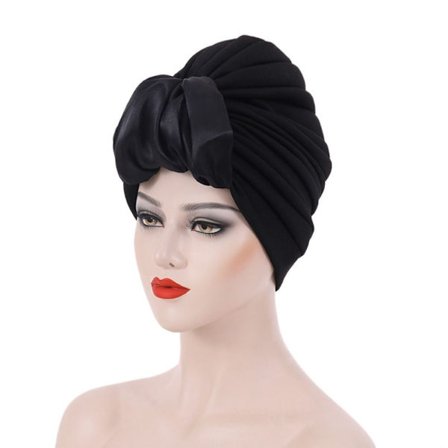 Plissert turban Dame Chemo Cap SVART