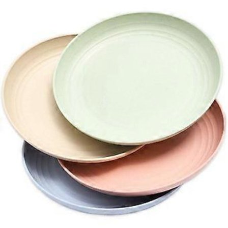 4-pak Hvedestrå Tallerkener Tåler Opvaskemaskine Miljøvenligt Service, Fire Farver