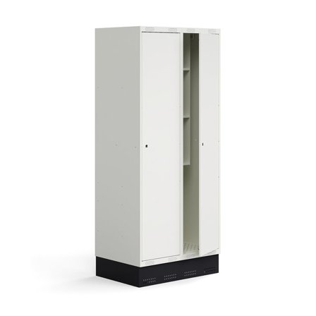 Skab til skoleelever ROZ, 2 moduler, 2 døre, inkl. bund, 1890x800x550 mm, hvid