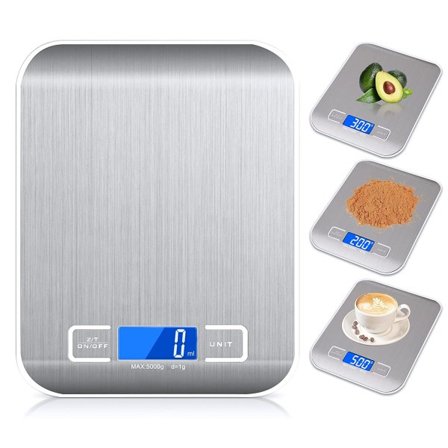Smart köksvåg, 5 kg/1g precisionskök i rostfritt stål