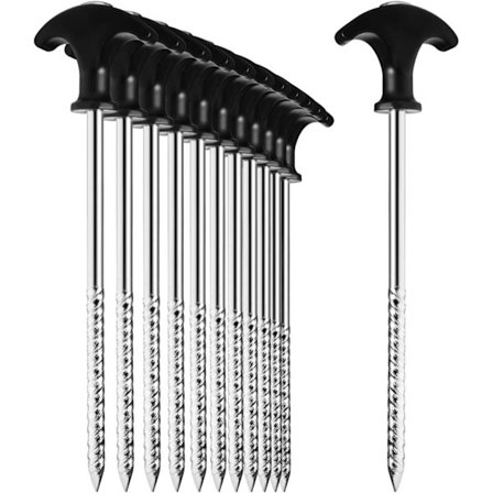 12x Stålteltpløkker - Slidstærke jordpinde med gevind til Cam