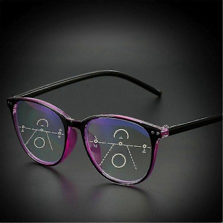 Progressive Multifokus Briller For Kvinner Menn Blått Lys Blokkerende Lesebriller_SZXM Rød-svart Styrke 3.0X