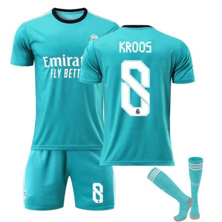 21/22 Real Madrid 2 borta grön tröja set barn vuxna fotboll fotbollströja träningsdräkt No.8 KROOS XS