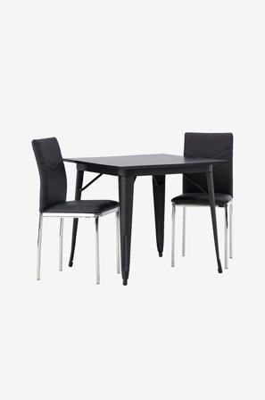 Venture Home - Spisegruppe Tempe med 2 stk stoler Lily - Svart - Spisegrupper - Fra Homeroom