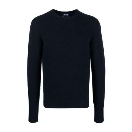 Drumohr Round-neck Strik Blå, Herre Strik