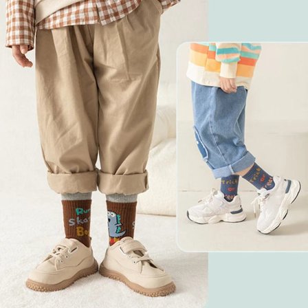 Børne Mid-High Sokker Bløde Åndbare Sømløse Drenge Sokker Mellemvægt til Efterår Vinter L (6-8 År 17-20cm)