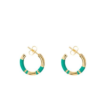 Aurélie Bidermann, Positano resin and gold plated mini hoop earrings Groen, Dames, Maat:ONE Size