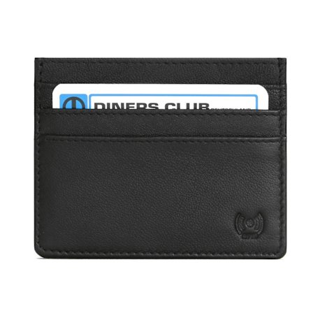 RFID-suojattu korttikotelo aidosta nahasta - väri musta