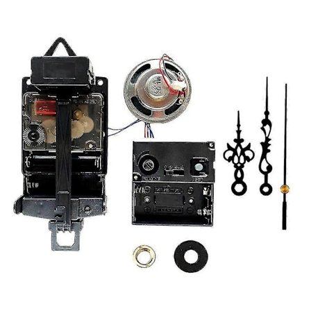 Quartz Pendulurværk med sorte visere, med musikboks højttaler, batteridrevet, melodi Mech (LGL)