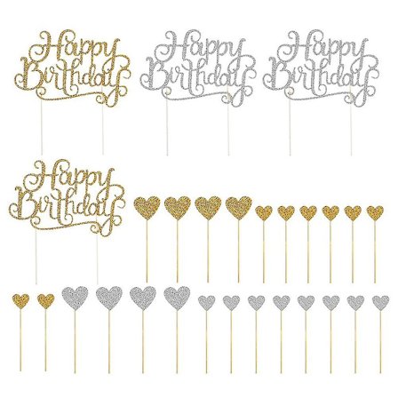 4 Pakker Kage Toppers Smukke Skinnende Bedårende Kage Indsætskort Glitter Indsætskort Fødselsdagskage Toppers Til Kage Dekoration DIY