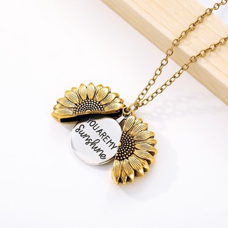 You Are My Sunshine Open Locket Solros Halsband Boho Smycken