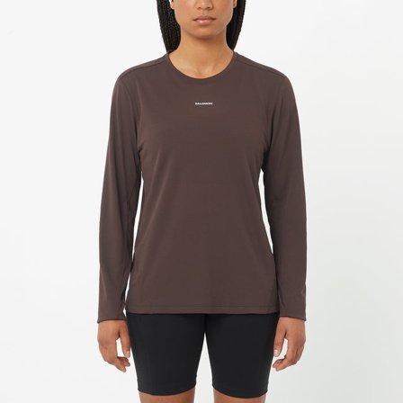 Salomon - Långärmad t-tröja dam Shakeout Core - Coffee Bean