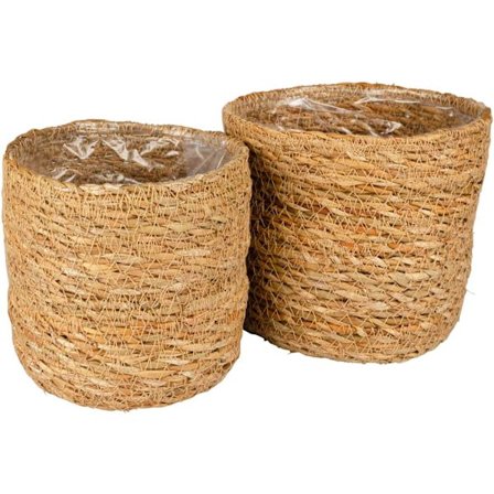 Kurv, sæt med 2, potte af søgræs, potte, urtepotte, blomsterkrukke,