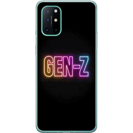 Kompatibel Mobilcover til OnePlus OnePlus 8T Neontekst Gen Z i farverigt lys mod en mørk baggrund i moderne digital stil