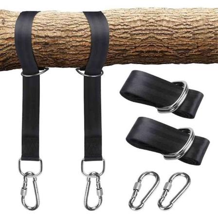 HKK 50cm svingestropp, tunge opphengsstropper, opphengssett med 2 D-ring karabiner, for camping, uteplass, hengekøyer og svinger, 2 stk