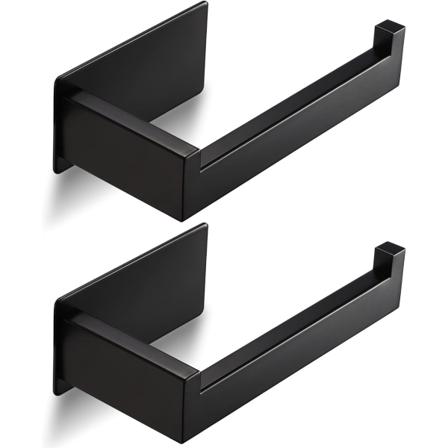 2 stk selvklebende toalettpapirholder, veggmontert toalettpapirholder, rustfritt stål toalettrullholder for bad (svart)