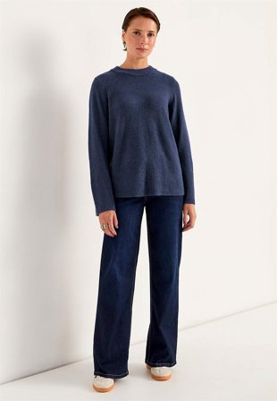 Cellbes of Sweden - Stickad tröja med rundhals - blågrå - för damer - 50/52